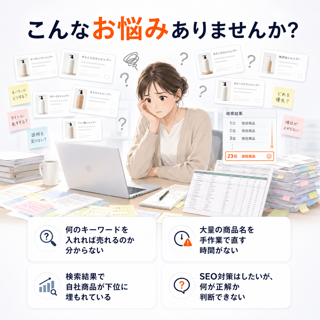 手作業のSEOに悩む店舗運営者